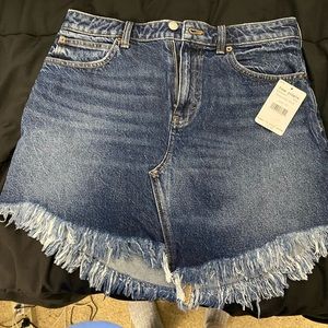 FreePeople blue denim saddle skirt
